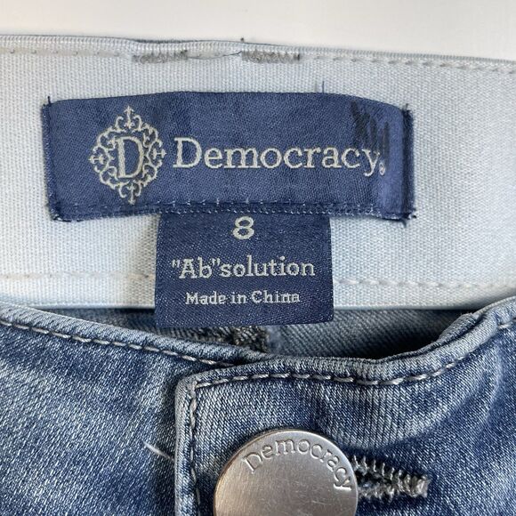 Democracy "Ab" Solution Crop Roll Cuff Skinny Jeans Womens Blue Stretch Size 8 - Picture 6 of 11